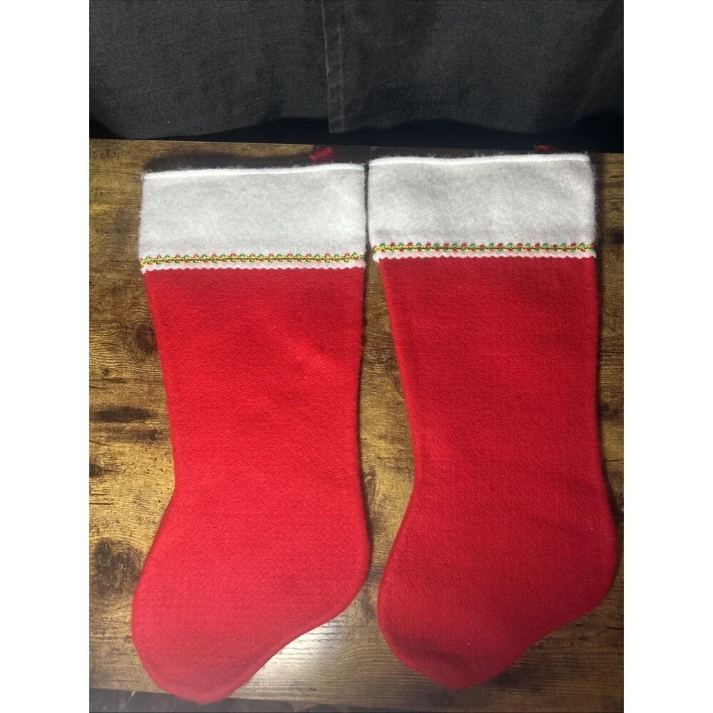 Vintage Red Felt Christmas Stocking Merry Christmas Spell Out in White 18